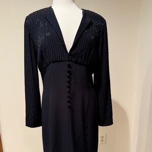 Vintage Black Sequined Formal Midi dress